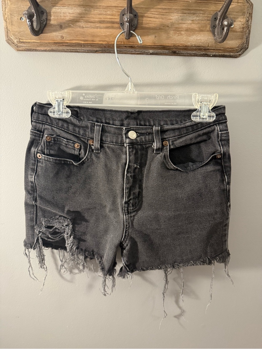 Ralph Lauren Double RL Vintage High Waist Black Distressed Denim Shorts - Picture 3 of 6